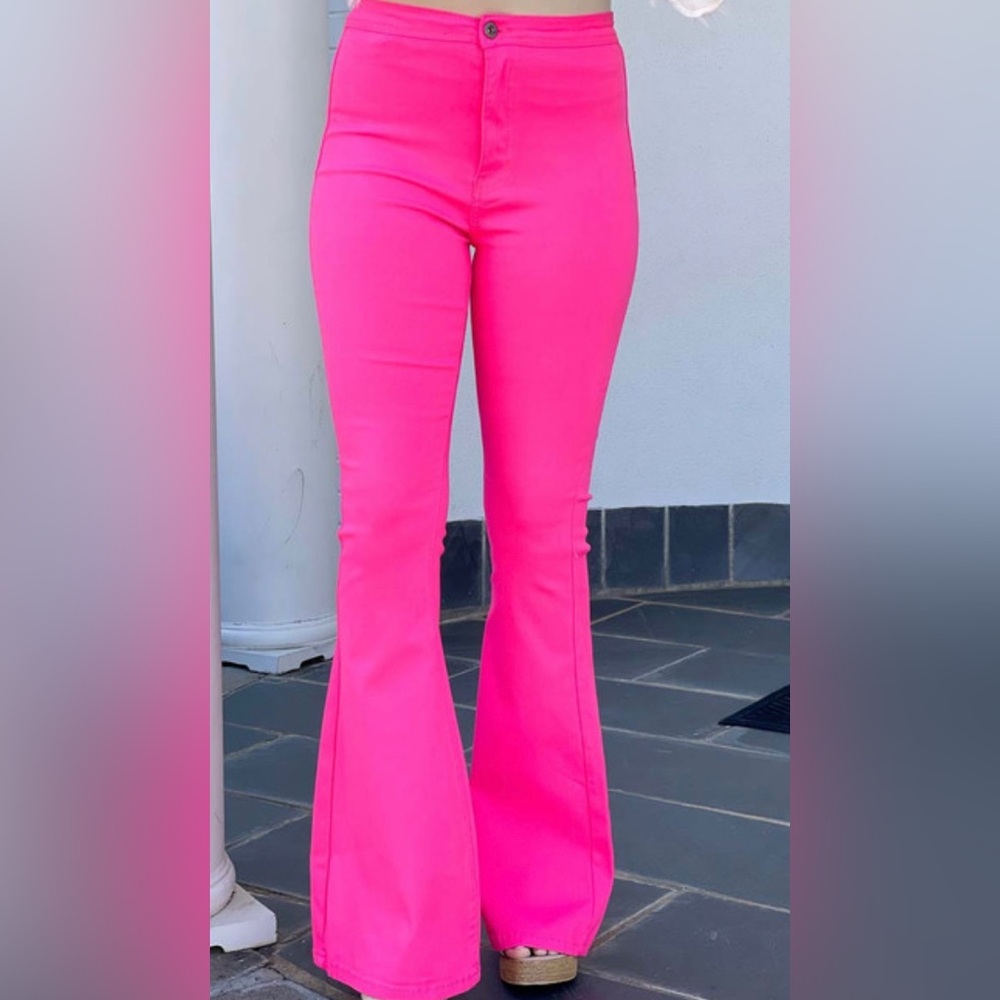 NWT Hot Pink Stretchy Flare Jeans, by JC JQ Jeans, Size Medium (size 6 to 8)
